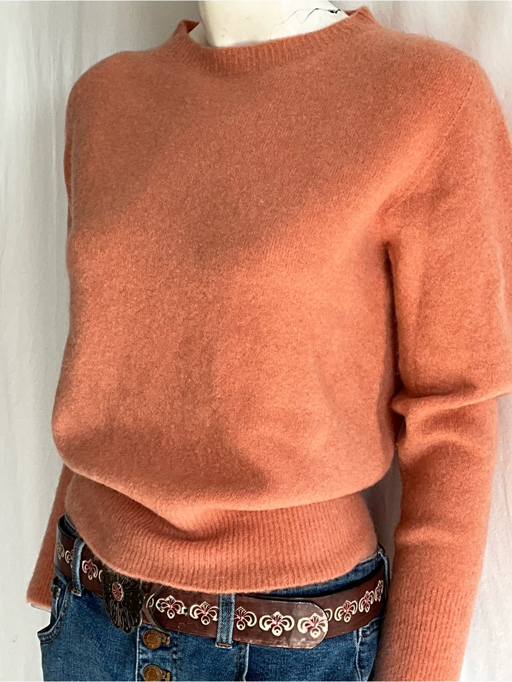 NOOS Italian Alpaca Wool Blend Sweater L Coral Soft Fuzzy Knit